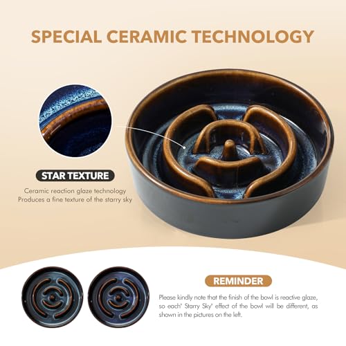 Havniva Raised Slow Feeder Dog Bowls, Elevated Dog Bowls Slow Feeder Set - color: 2 x Starry Sky + Stand - A, size: S- 6.1inch / 0.9 Cups