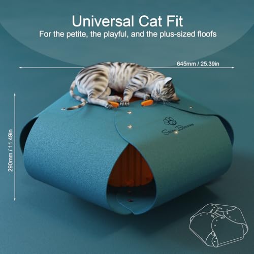 Cat Tunnel, Cat Cave for Indoor Cats Bed,Scratch Resistant Cat Toys for Medium Large Cats Hide and Seek Toy (Peacock Blue) - color: Peacock Blue