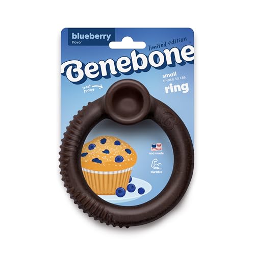 Benebone Ring Dog Chew Toy for Aggressive Chewers, Blueberry, Small - color: REAL Blueberry, size: Small