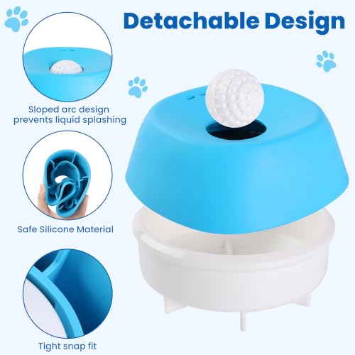 Slow Feeder Dog Bowl with Rolling Ball, Anti-Slip Lick Bowls with Ball