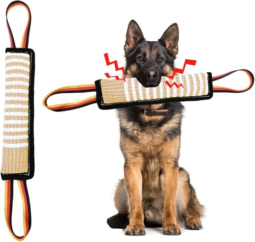 ASOCEA Dog Tug Toy,Bite Jute Pillow Pull Toy Squeaky Dog Toys with Handles