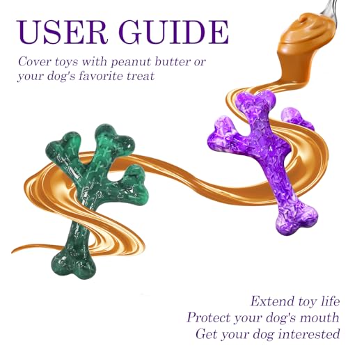 Frienhund 4 Pack (Cactus) Indestructible Tough Dog Toys for Aggressive Chewers: Beef Flavored Chew Bone for Large Dogs 20-90 lbs, Long Lasting & Keep Them Busy - color: Purple & Green