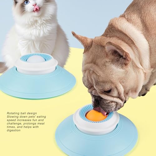 Yosoo Interactive Dog Licking Bowl Enrichment Toy, Suction Cup Base Treat Dispensing Foraging Ball, Teeth Gums Clean Safe Durable Cat Dog Lick Toy, 5.79x2.36in (White) - color: White