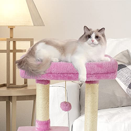 Cute Cat Tree Kitten Cat Tower Condo Cat Furniture Sisal Scratching Posts P - color: Pink