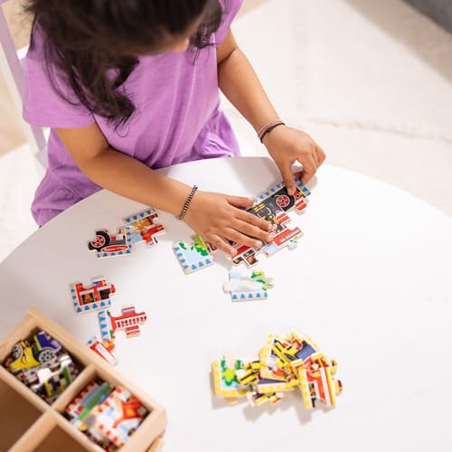 Melissa & Doug 4-in-1 Wooden Vehicle Jigsaw Puzzle 48-Piece Set - style: Vehicles