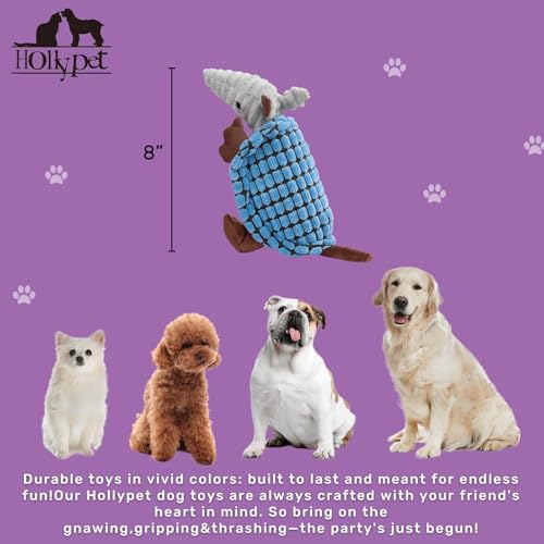 Hollypet Armadillo Squeaky Puppy Dog Toys for Small Medium Dogs, 8" - color: Sea Foam, size: 8 IN