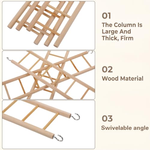 3Pcs Natural Wooden Bird Ladder Bird Cage Ladder for Cockatiels