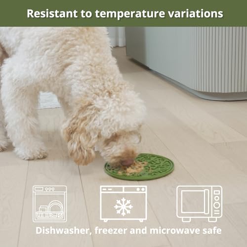 B The Boleo Shop Tree Design Lick Mat for Dogs and Cats, Slow Feeder, Anxiety Relief, Improve Grooming Session, Dog Toy to Keep Busy - color: Blue