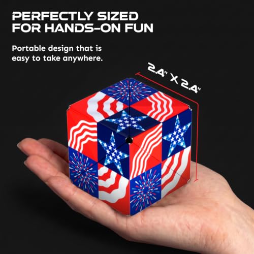 Shashibo DODECA Magnetic Puzzle Cube, Stress Relief Fidget Toy - color: Patriotic, size: DODECA