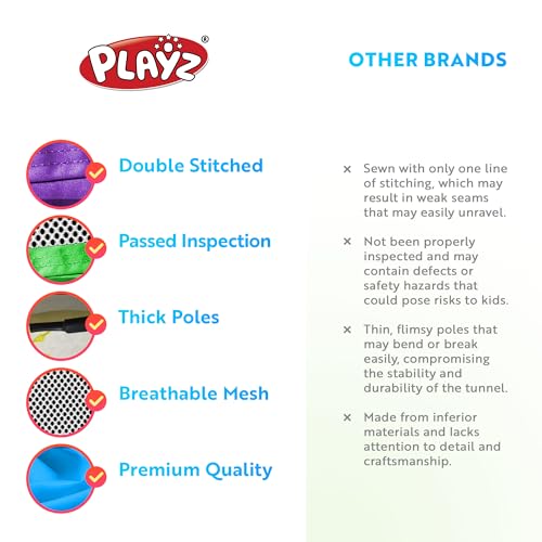 Playz 5pc Pop Up Play Tent and Crawl Through Tunnels for Kids w/Carry Bag - color: Rainbow Multicolor