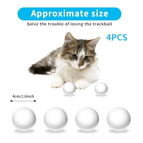 Cat Ball Toy Cat Track Balls Replacement Track Balls for Turbo Round Scratcher Toy (4 pcs), White