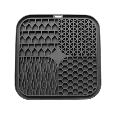 Dog, cat Silicone Food Grade Licking mat Slow Feeder Great for Yogurt,Peanut Butter Cold Smear Treats (Black, Medium) - color: Black