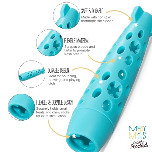 Messy Mutts Totally Pooched Stuff n Chew Rocket Stick, 10 Inch, Teal - color: Teal