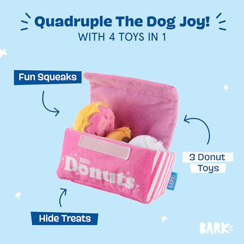 BarkBox Barker's Dozen Donuts 4-in-1 Interactive Plush Dog Toy - color: Donuts