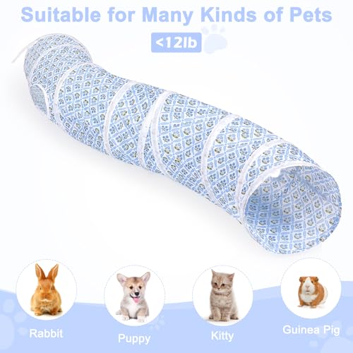 Glittme S-Shape Cat Tunnel, Foldable Cat Tunnels for Indoor Cats - color: Blue Flowers