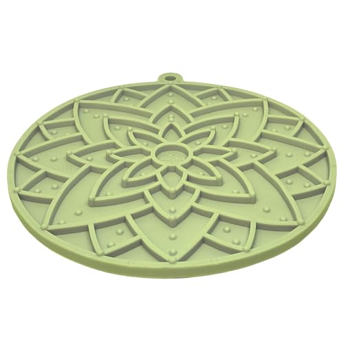 SodaPup Lotus eMat – Durable Enrichment Feeder Made in USA from Non-Toxic, Pet-Safe, Food Safe Rubber for Mental Stimulation, Avoiding Overfeeding, Fresh Breath, Digestive Health, Calming, & More - color: Lotus eMat Light Green