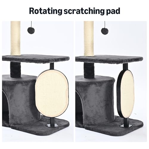 Amazon Basics Cat Tree Tower for Indoor cat, Solid Steel Frame with Removable Scratching Pad, Gray, 32 Inches - size: 32 in