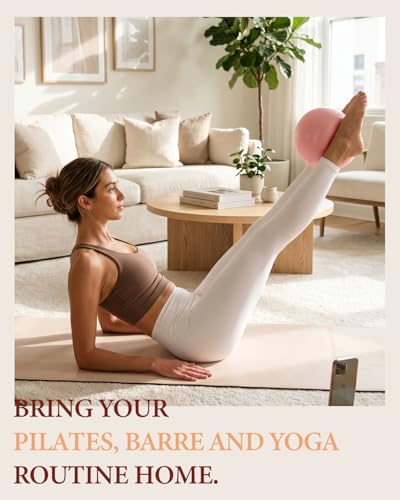 Trideer 9 Inch Pilates Ball with Inflation Straw, Small Exercise Yoga Ball - color: Blush Pink