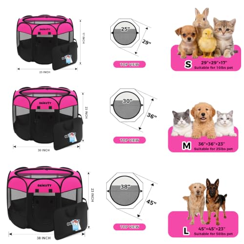 Dog Cat Playpen, Puppy Pet Crate Tent Cage, Home Enclosure Kennel - color: Rose, size: S(29"L x 29"W x 17"H)