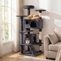 PETSITE 52-inch Cat Tree, Multi-Level Cat Tower with Sisal Scratching Posts, 2 Comfy Condos, Plush Padded Soft Top Perch, Dangling Balls, and Climbing Ladder, Ideal for Indoor Cats (Dark Grey) - color: Dark Grey