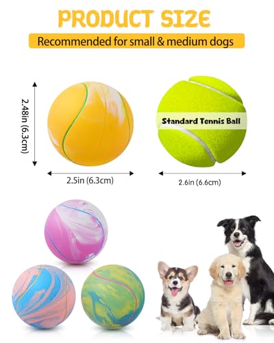 SCHITEC Dog Squeaky Toy Balls, Interactive Tennis Ball for Puppies Small Pet Medium Breed Dogs, Latex Rubber Puppy Fetch Play Toys - size: For Small/Medium Dogs, style: Tennis Ball