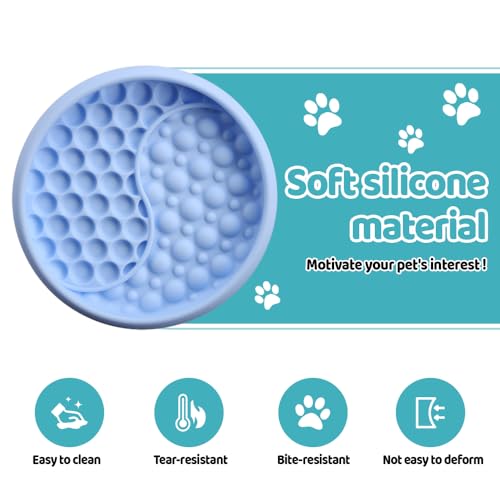 Dog Lick Bowl, Silicone Anti-Choking Cat Feeding Bowls Non-Slip Pet Slow Feeder Bowl with Suction Cups for Dogs Cats - color: Green
