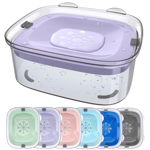 AONKEY 3L No Spill Dog Water Bowl with Slow Drinking Disk(Violet) - color: Violet