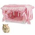 Guinea Pig Bed, Washable Small Animal Tunnel Hideouts with Curtains, Hamster Tunnel for Hamster Chinchill Small Bunny Ferret - color: Square stand nest pink