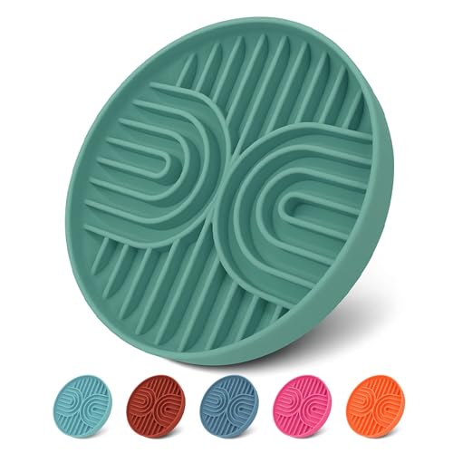 Silicone Slow Feeder Dog Bowls for Small Dogs & Puppies, Slow Eating Bowl - color: Sage