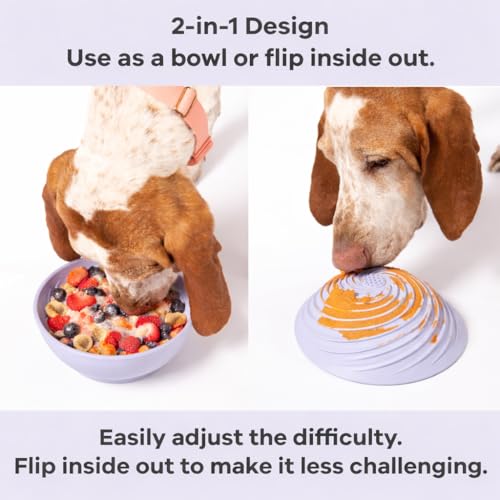 Wobbowl - Silicone Dog Freezer Bowl - Slow Feeder Bowl & Lick Mat (Almond) - color: Almond