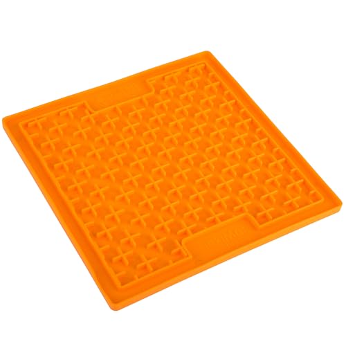 LickiMat Classic Buddy, Cat Slow Feeder Lick Mat, Boredom Anxiety Reducer; Perfect for Food, Treats, Yogurt, or Peanut Butter. Fun Alternative to a Slow Feed Cat Bowl or Dish, Orange - color: Orange