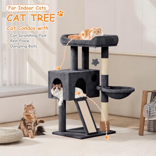 36" Cat Tree Tower for Indoor Cats, Smoky Gray - color: Smoky Gray