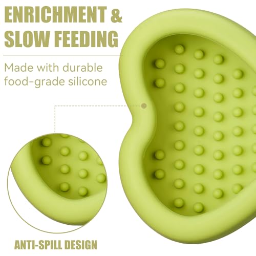 Lick Mat for Dogs, Animire Anti-Spilled Bow Tie Lick Bowls for Anxiety Relief, Silicone Slow Feeder Licking Pad with Suction Cups, Freezeable Dog Enrichment Toy for Boredom and Distraction(Green,L) - color: A-Green, size: L