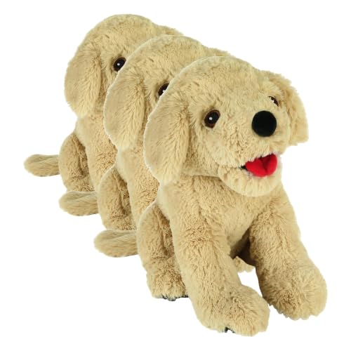 LotFancy Dog Stuffed Animals, 12 inch Cuddly Golden Retriever Stuffed Animals, Sitting Puppy Dog Plush Toy, Birthday Gift for Kids Boys Girls (Pack of 3) - color: Beige, size: 12 inch (Pack of 3)