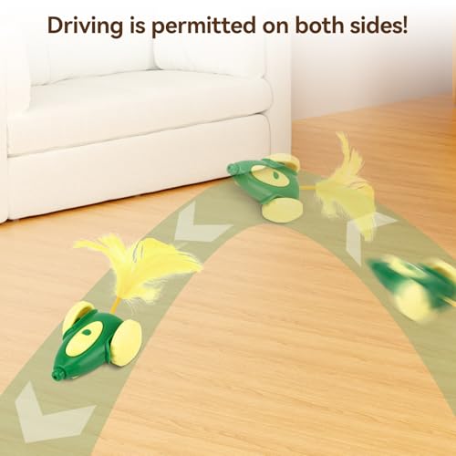 Migipaws cat Toy, Automatic Interactive Migicar Toy Like a Mouse, Intelligent Programme, Rechargeable Kitten Toy - style: Green