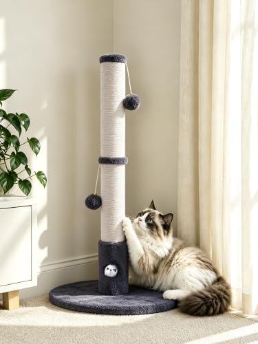 Woochpet Funny Cat Scratching Posts Sturdy Scratcher Posts 33'' Grey - color: Dark Grey, size: 33‘’