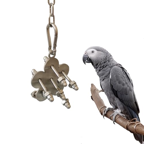 JSLZF Stainless Steel Parrot Toy, Hanging African Grey Chew Toy for Bird