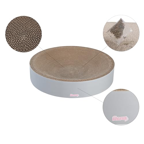 CSR1010K Nelson 20.13" Modern Cardboard Round Bowl Cat Scratcher with Catnip, Fog - color: Gray