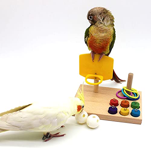 QBLEEV Bird Basketball Toy, Parrot Activity & Foraging Training Toys Set - color: Basketball Toy Set