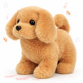 Hopearl Walking Dog Golden Retriever Interactive Electronic Pet Plush Toy Puppy Woof and Moving Animated Nodding Head Gifts for Toddlers Birthday, Dark Brown, 7'' - style: Dog-Dark Brown