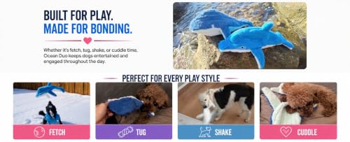 No stuffing Squeaky Dog Toy - Crinkle Dog Toy, Soft Plush, Blue, Large - color: Blue