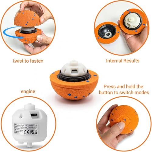 Smart Interactive Dog Toy, Pet Automatic Moving Bouncing Ball, Chew-Proof E-TPU Shell Active Rolling Ball for Medium and Large Dogs (Orange)
