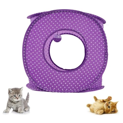 Cat Play Tunnel,Occupiedpet Collapsible Cube Tent with 3 Entry Points - color: Purple