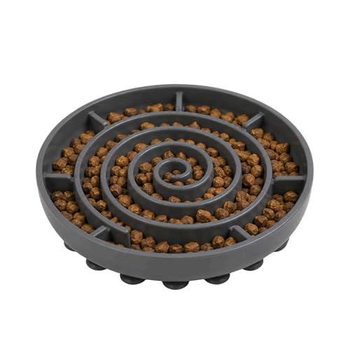 Woowoowoof Slow Feeder Dog Bowl | Medium Silicone Puzzle Feeder Improves Digestion 10x Slower Eating| Anti-Gulping Non-Slip Base, Helps Prevent Bloating |1L Capacity, 10.0in x 1.45in (Black) - color: Black, size: Medium