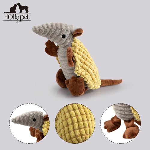 Hollypet Armadillo Squeaky Puppy Dog Toys for Small Medium Dogs, 8" - color: Yellow, size: 8 IN