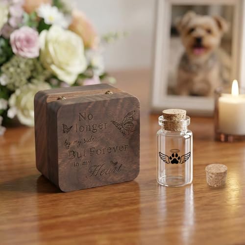 SOITIS Small Pet Urn for Dogs Cats Little Urn for Pets Ashes Keepsake - color: Black Paw