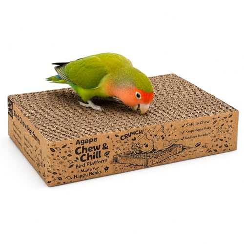 Agape Parrot Chew Toy, Shreddable Cardboard Bird Platform, Natural Perch - size: Medium