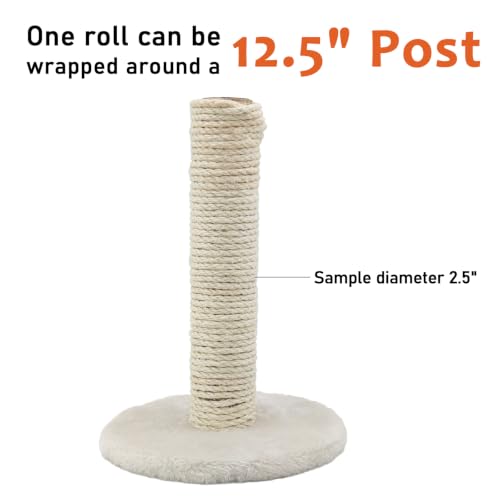 1/4in 32FT Natural Sisal Rope for Cat Tree, Cat Scratch Rope Replacement - color: Coffee Brown, size: 32FT