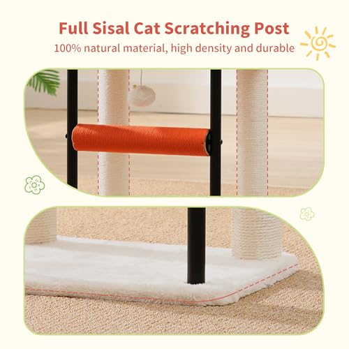 Hey-brother Cat Tree, Sturdy Tower with Sisal-Wrapped Columns, MPJ010SM - color: Beige, size: 18.9 inches
