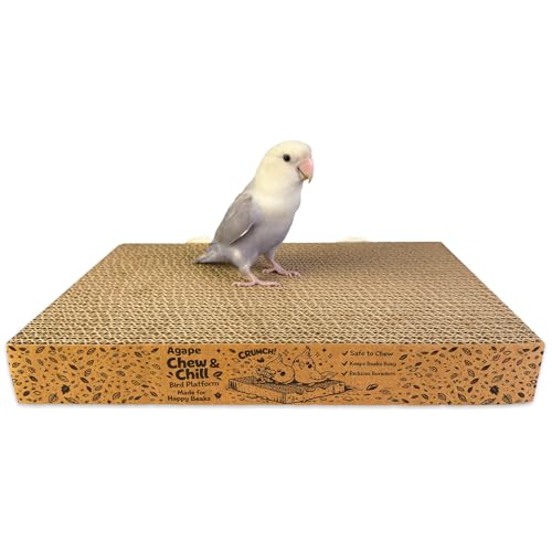 Agape Shreddable Bird Cardboard Platform, Natural Parrot Chew Toy and Perch - size: Large